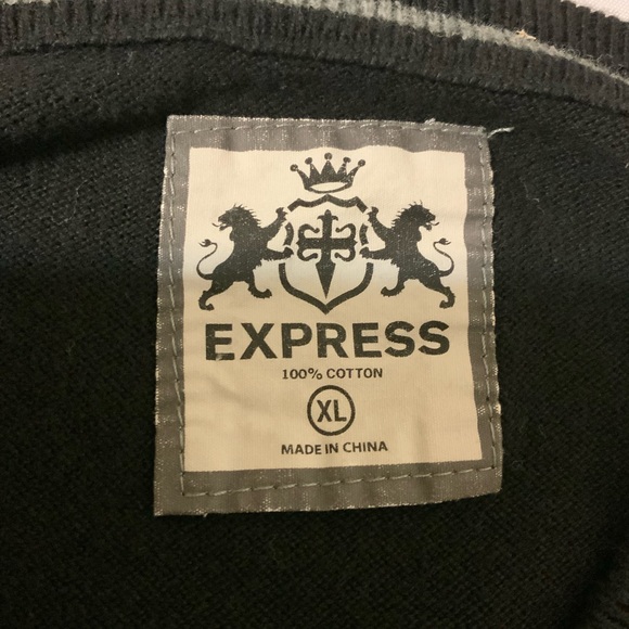 EUC Express Design Argyle Knit V-Neck Sweater Black/Gray Men’s - Picture 3 of 9